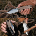 Nóż Składany Petrified Fish Victor PF-P03 KMS Satin K110 Khaki Micarta - obrazek 3