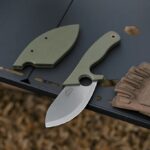 Nóż Petrified Fish EEL PFH01 GRW Stonewashed 9CR18MOV Green G10 Handle Green G10 Sheath - obrazek 3