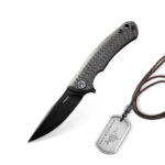 Nóż składany Petrified Fish Warrior X PF949XCDW Black Stonewashed K110 Carbon Fiber