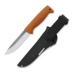 Nóż Peltonen Knives M07 Ranger Puukko Sissipuukko FJP260 Stal N690 PTFE Pomarańczowa Rękojeść TPE Czarna Pochwa Kompozytowa