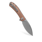 Nóż Składany Trollsky Knives Mandu EVO MTE006 Liner Lock Grey Stonewashed 14C28N Brown Micarta - obrazek 2