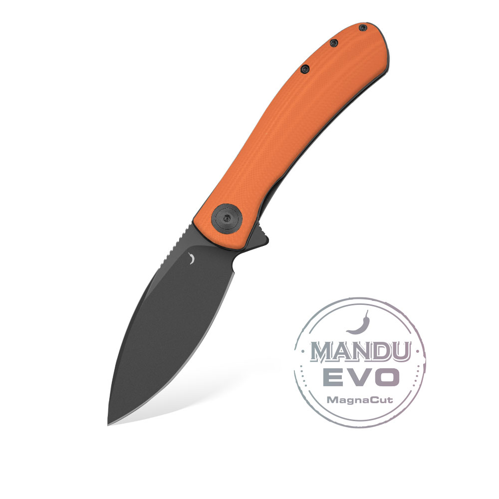 MT015-MANDU-Evo-Orange-G10-Mcut-01B.jpg Nóż Składany Trollsky Knives Mandu EVO MTE015 Liner Lock Black Stonewashed MagnaCut Orange G10 - obrazek 1