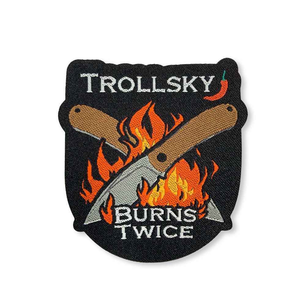 Trollsky_akcesoria-PATCH-03-MTA003.jpg Naszywka Trollsky Burns Twice & Crossed Blades | Haftowana - obrazek 1